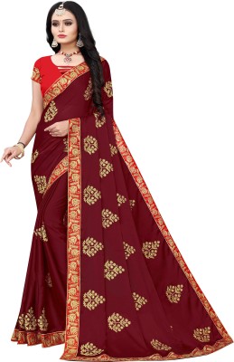 BHAKTI BHUSHAN CREATION Embroidered Bollywood Silk Blend, Polyester Saree(Multicolor)