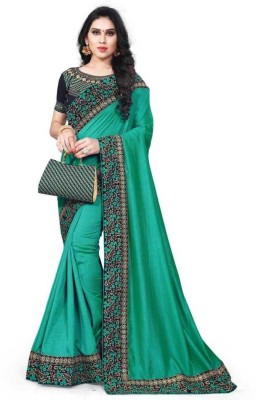 Shree Siddheshwar Creation Embellished Bollywood Cotton Silk, Pure Silk Saree(Dark Green)
