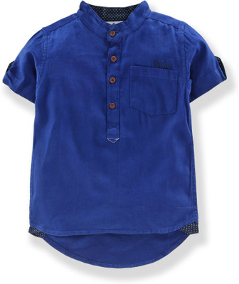 Tonyboy Boys Solid Casual Blue Shirt