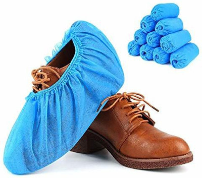 Agarwals Non Woven Disposable Shoe Cover 25 Pairs (50 Pcs) Polyester Blue Boots Shoe Cover, Flat Shoe Cover(Free Size Pack of 50)
