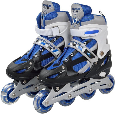 KAIZONE Inline Skates KZ101 Size 6 - 8 UK adjustable (BLUE) Fighter Speed Inline Skate Adjustable Inline Skate In-line Skates - Size 6-8 UK(Multicolor)