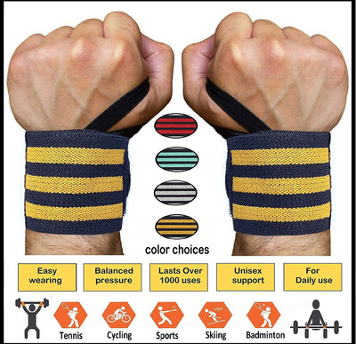 SanR Wrist Wrap With Thumb Loops yellow colour Wrist Support(Black, Yellow)