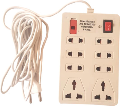 Leavess 8+1 MINI POWER STRIP/ EXTENSION BOARD (with power fuse and led indicator) 8 Socket Extension Boards(White)