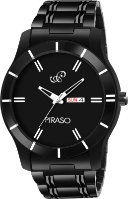 PIRASO D&D 0605 BLACK CHAIN Black Dial And Black Chain Watch With Day And Date Display Make The Perfect Pair in This Elegant Rendition Of New Retro Analog Watch  - For Men