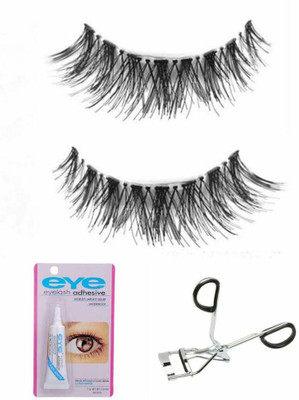 AVEU Combo Of Eyelashes Eyelashes Glue And Eyelash Curlers False Eyelashes 3D Mink Eyelashes Strip For Women Natural Eyelashes(3 Items in the set)