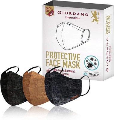 GIORDANO Stonewash Cotton Unisex Anti-Pollution Multi-layered Reusable Outdoor Face Mask (Navy, Black, Olive) - Pack of 3 GDMSKSTNPO3 Reusable, Washable Cloth Mask With Melt Blown Fabric Layer(Free Size, Pack of 3)