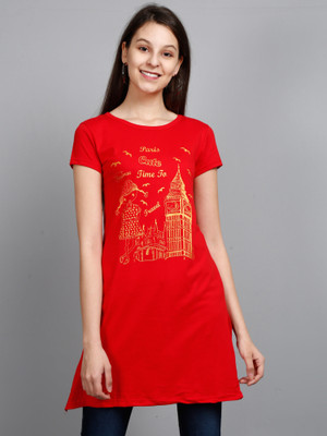 Fleximaa Casual Regular Sleeve Printed Women Red Top