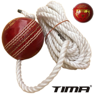 TIMA Leather Hanging Cricket Ball with Rope for Knocking/Practice/Training/Exercise Cricket Training Ball(Standard, Pack of 1, Red)
