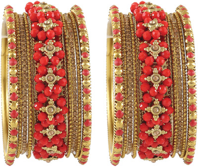 Zulka Get Your Traditions Metal Zircon Gold-plated Bangle Set(Pack of 18)