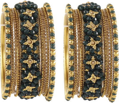 Zulka Get Your Traditions Metal Zircon Gold-plated Bangle Set(Pack of 18)