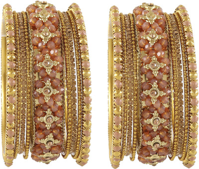 Zulka Get Your Traditions Metal Zircon Gold-plated Bangle Set(Pack of 18)