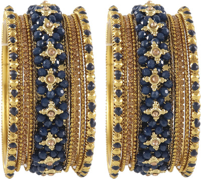 Zulka Get Your Traditions Metal Zircon Gold-plated Bangle Set(Pack of 18)