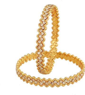 SHREEJIART Alloy Diamond Gold-plated Bangle Set(Pack of 2)