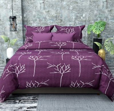 Divine Homes 140 TC Microfiber Double Printed Flat Bedsheet(Pack of 1, Purple)