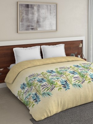 DDECOR Live beautiful Floral Single Comforter for  Mild Winter(Cotton, Beige)