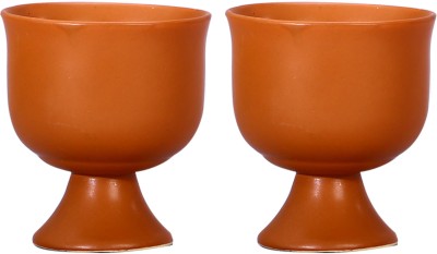 caffeine Ceramic Dessert Bowl Handmade Brown Terracotta Ice Cream Cup(Pack of 2, Brown)