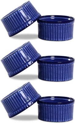 caffeine Ceramic Ramekin Bowl Handmade Blue Crackle(Pack of 6, Blue)