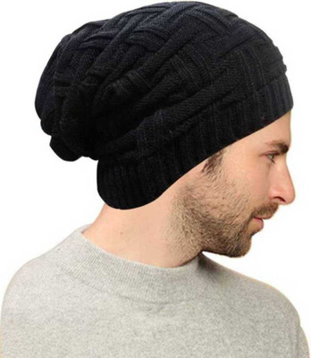 Niavaa Solid, Self Design Beanie Cap(Pack of 2)