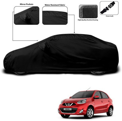 ANTHUB Car Cover For Nissan Micra (With Mirror Pockets)(Black)