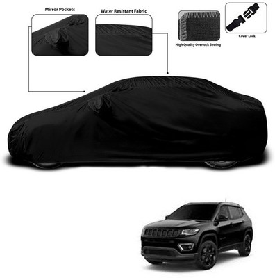SEBONGO Car Cover For Jeep Compass (With Mirror Pockets)(Black)