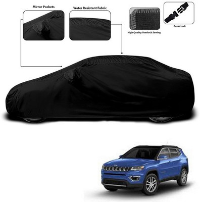 SEBONGO Car Cover For Jeep Compass (With Mirror Pockets)(Black)