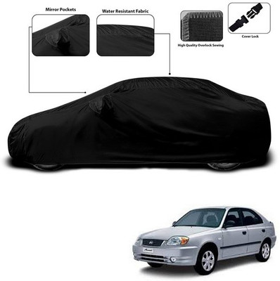 SEBONGO Car Cover For Hyundai Accent Viva (With Mirror Pockets)(Black)