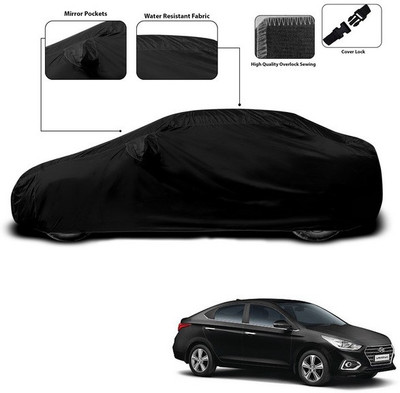 SEBONGO Car Cover For Hyundai Verna Facelift (With Mirror Pockets)(Black)