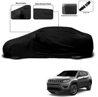 ANTHUB Car Cover For Jeep Compass (With Mirror Pockets)(Black)