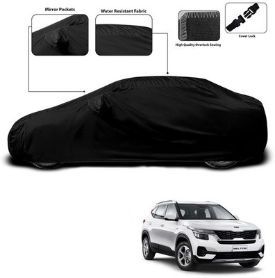 SEBONGO Car Cover For Kia SELTOS (With Mirror Pockets)(Black)