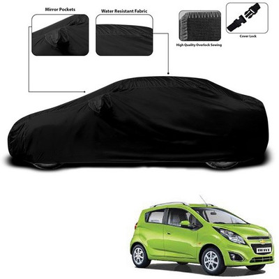 ANTHUB Car Cover For Chevrolet Beat (With Mirror Pockets)(Black)