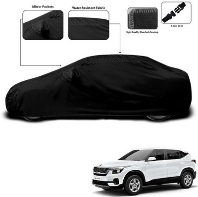 SEBONGO Car Cover For Kia SELTOS (With Mirror Pockets)(Black)