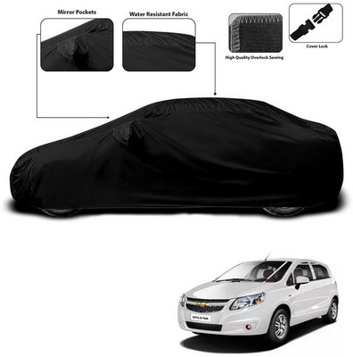 SEBONGO Car Cover For Chevrolet Sail UVA (With Mirror Pockets)(Black)