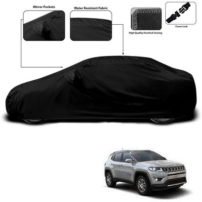 SEBONGO Car Cover For Jeep Compass (With Mirror Pockets)(Black)