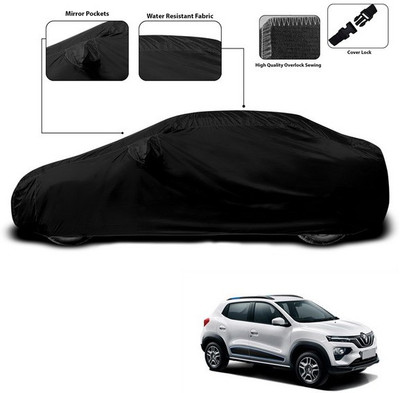 ANTHUB Car Cover For Renault Kwid (With Mirror Pockets)(Black)