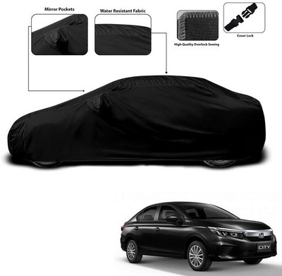 SEBONGO Car Cover For Honda City ZX (With Mirror Pockets)(Black)