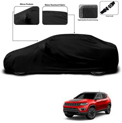 SEBONGO Car Cover For Jeep Compass (With Mirror Pockets)(Black)
