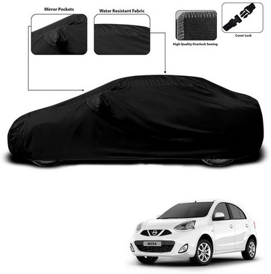 ANTHUB Car Cover For Nissan Micra Active (With Mirror Pockets)(Black)