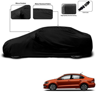 ANTHUB Car Cover For Volkswagen Vento (With Mirror Pockets)(Black)