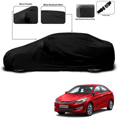 ANTHUB Car Cover For Hyundai Fluidic Verna (With Mirror Pockets)(Black)