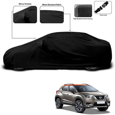 ANTHUB Car Cover For Nissan Universal For Car (With Mirror Pockets)(Black)