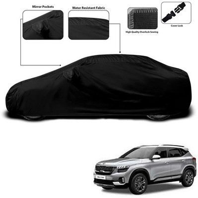 SEBONGO Car Cover For Kia SELTOS (With Mirror Pockets)(Black)