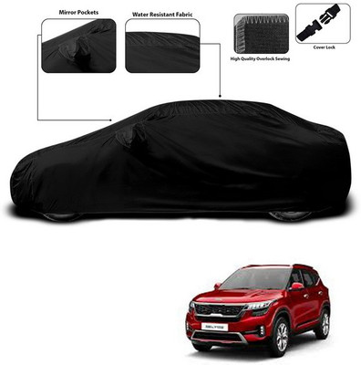 SEBONGO Car Cover For Kia SELTOS (With Mirror Pockets)(Black)