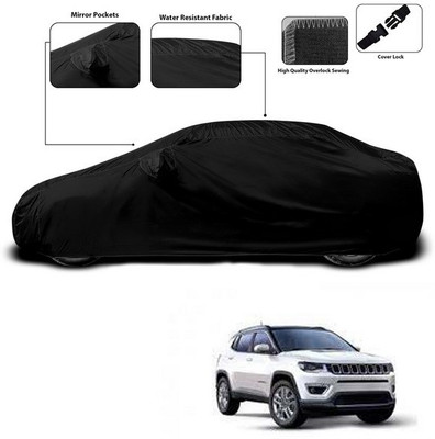 SEBONGO Car Cover For Jeep Compass Facelift (With Mirror Pockets)(Black)