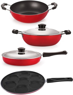 NIRLON FP13_KD12_DKD(M)_UP7________ Non-Stick Coated Cookware Set(PTFE (Non-stick), Aluminium, 4 - Piece)