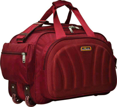 Inte Enterprises (Expandable) the super premium heavy duty 60 L polyester lightweight luggage bag Duffel Strolly Bag (Red) Duffel With Wheels (Strolley)