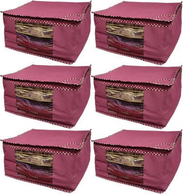 Little one High Quality Multipurpose Non-Woven Designer 10 inch Saree Cover 6 PC Capacity 8-10 Units Saree/Blouse Each(Maroon)