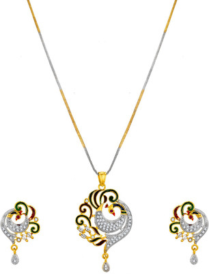 anjni creation Brass Green, Silver Jewellery Set(Pack of 1)
