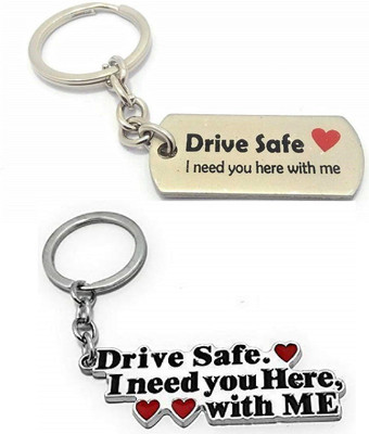 kd collections KD599 - Drive Safe Keychain Combo Drive Safe I Need You Here with Me Engraved Keychain Key Chain