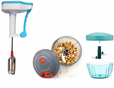 Blent Life Style 500 ml Large Vegetable Dori Chopper with 3 Blades & Power Free Hand Blender and Beater in Kitchen appliances with high Speed Combo Kitchen Tool Set(Multicolor, Blender, Chopper)