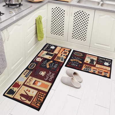 AAZEEM Polyester Floor Mat(Brown, Large, Pack of 2)
